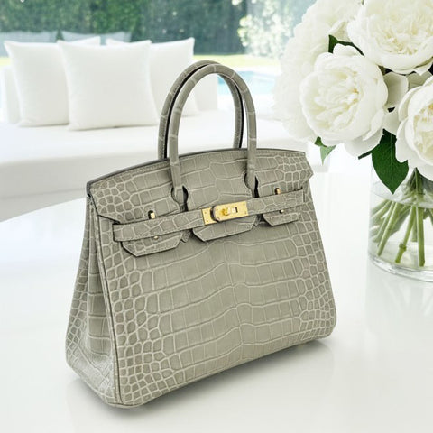 Birkin 30 Gris Tourterelle Shiny Niloticus