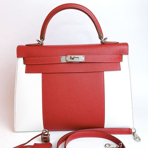 Kelly 32 Flag Sellier Rouge Casaque/White Epsom