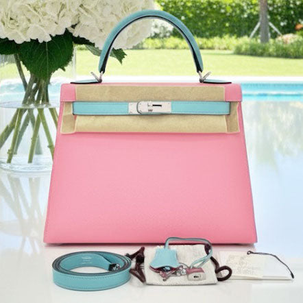 Kelly 28 Sellier Rose Confetti/Blue Atoll Epsom