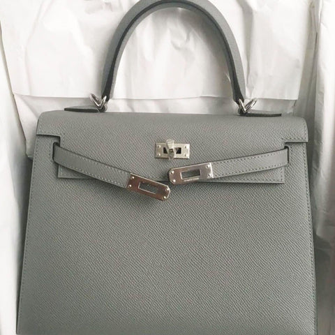 Kelly 25 Sellier Gris Mouette Epsom