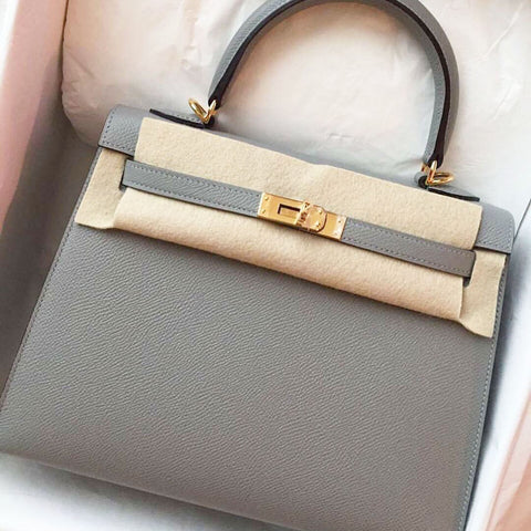 Kelly 25 Sellier Gris Mouette Epsom