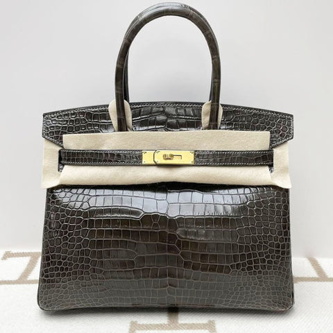 Birkin 30 Vert Olive Shiny Porosus