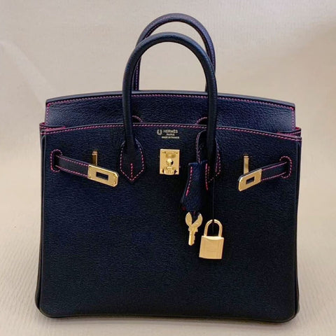 Birkin 25 Black/Framboise Chevre