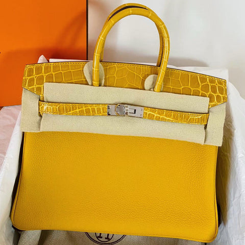 Birkin 25 Touch Jaune Ambre Togo/Shiny Niloticus