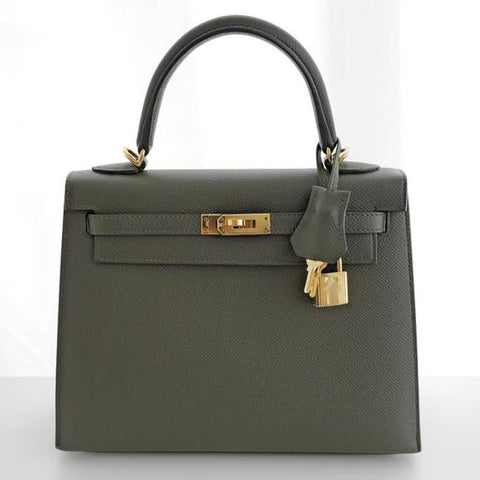 Kelly 25 Sellier Vert de Gris Epsom