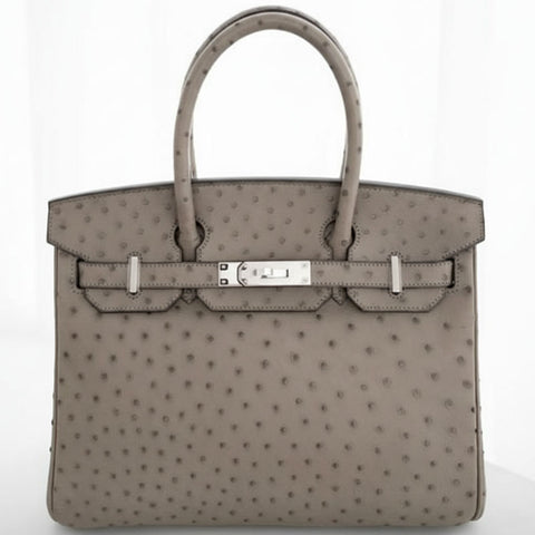 Birkin 30 Gris Tourterelle Ostrich