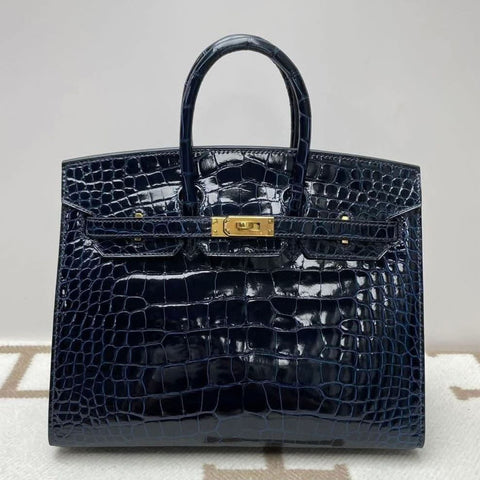 Birkin 25 Sellier Blue Marine Shiny Alligator
