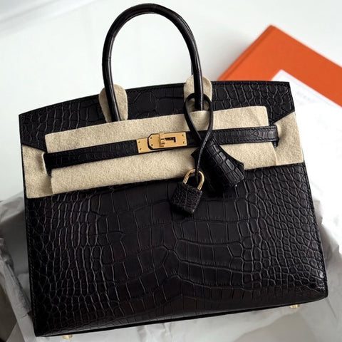 Birkin 25 Sellier Black Matte Alligator