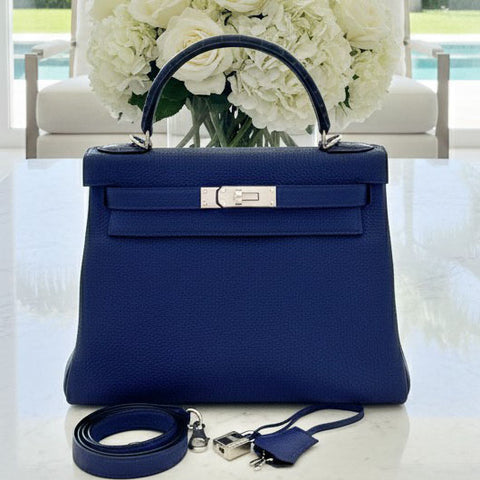 Kelly 28 Touch Blue Encre Togo/Shiny Alligator