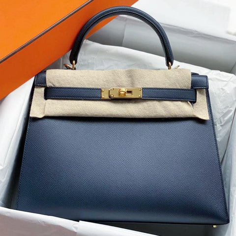 Kelly 28 Sellier Blue Indigo Epsom