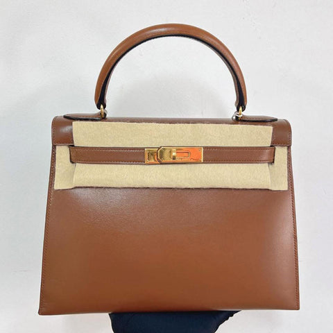 Kelly 28 Sellier Noisette Boxcalf