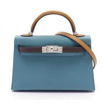 Kelly Mini Blue Jean/Ecorce/Sesame Epsom