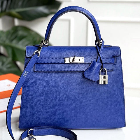Kelly 25 Sellier Blue Electric Epsom