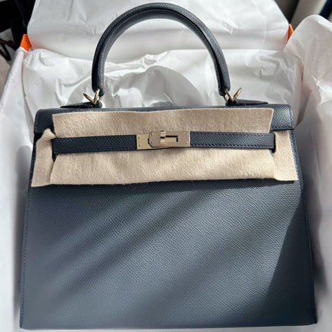 Kelly 25 Sellier Gris Misty Epsom