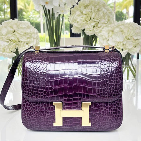 Constance 24 Raisin Shiny Alligator