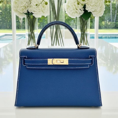 Kelly Mini Blue Sapphire/Rouge Grenat Epsom