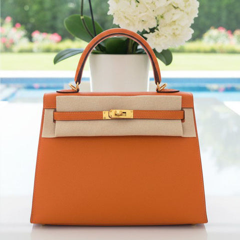 Kelly 25 Sellier Apricot Epsom