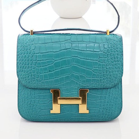 Constance 18 Blue Paon Matte Alligator