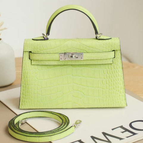 Kelly Mini Jaune Bourgeon Matte Alligator
