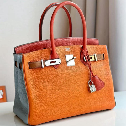 Birkin 30 Arlequin Orange Clemence