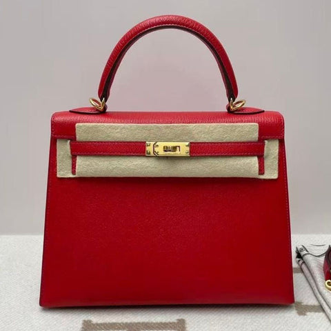 Kelly 25 Sellier Rouge de Coeur Chevre