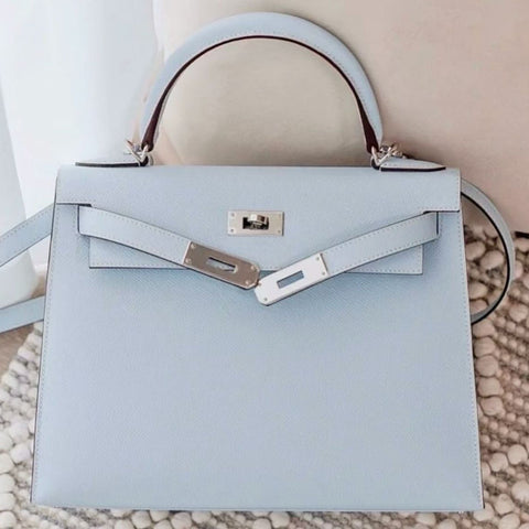 Kelly 28 Sellier Blue Brume Epsom