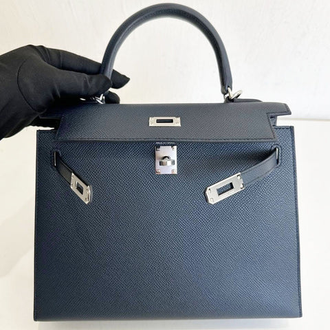 Kelly 25 Sellier Navy Epsom