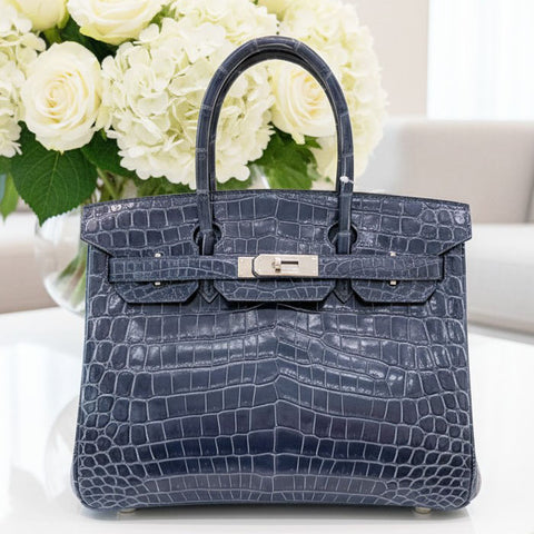 Birkin 30 Blue de Malte Shiny Niloticus