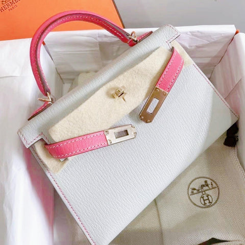 Kelly Mini Gris Perle/Rose Azalee Chevre