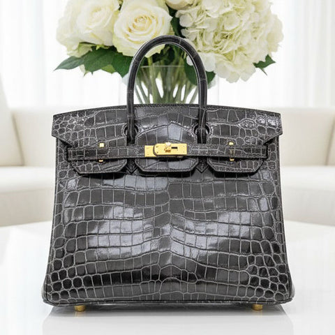Birkin 25 Graphite Shiny Niloticus