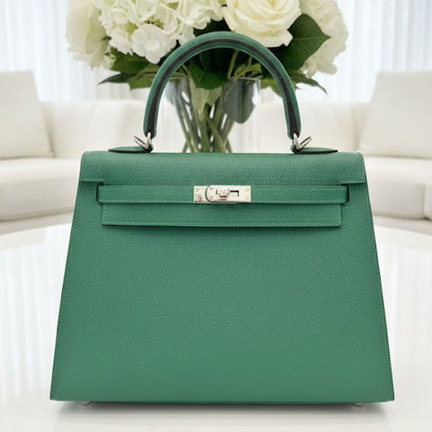 Kelly 25 Sellier Vert Vertigo Epsom