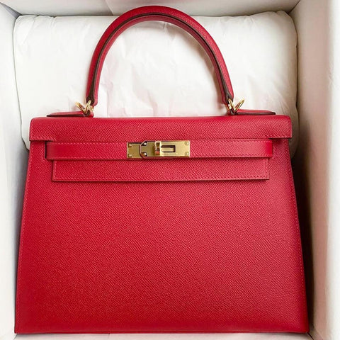 Kelly 28 Sellier Rouge Casaque Epsom