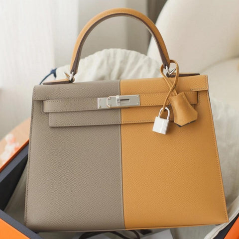 Kelly 28 Sellier Sesame Etoupe Epsom