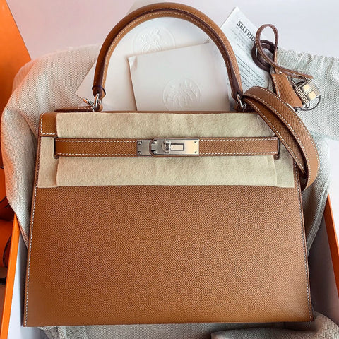 Kelly 28 Sellier Gold/Jaune Ambre Epsom