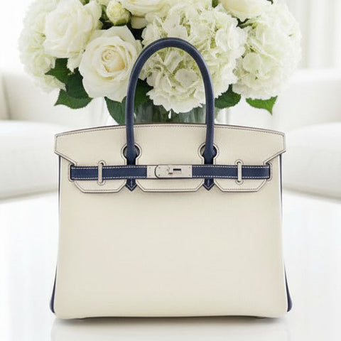 Birkin 30 Craie/Blue Sapphire Epsom