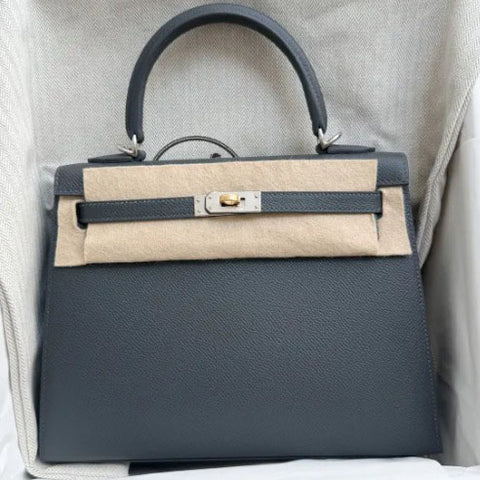 Kelly 25 Sellier Ardoise Epsom
