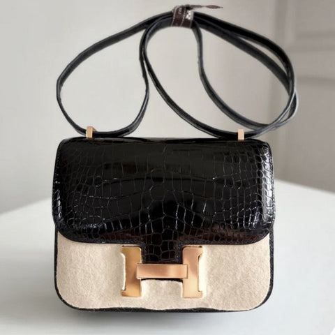 Constance 18 Black Shiny Alligator