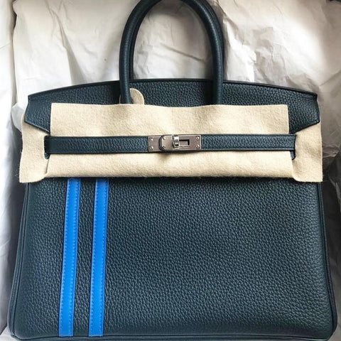 Birkin 25 Officier Vert Cypress Togo