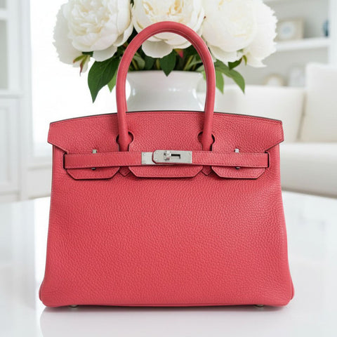 Birkin 30 Rose Texas Clemence