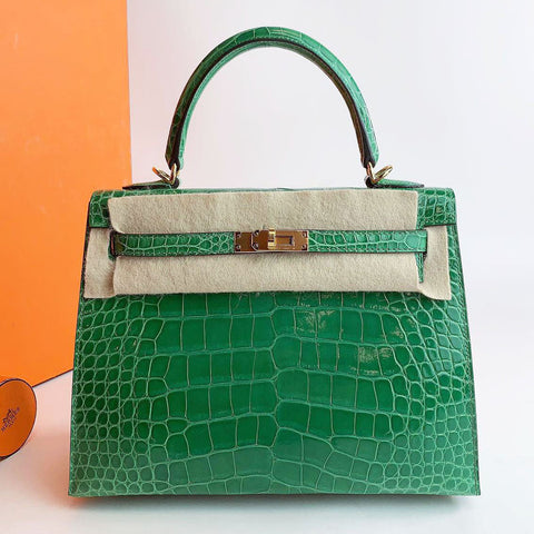 Kelly 25 Sellier Cactus Shiny Alligator
