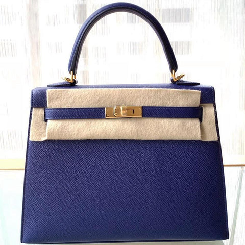 Kelly 25 Sellier Blue Encre Epsom