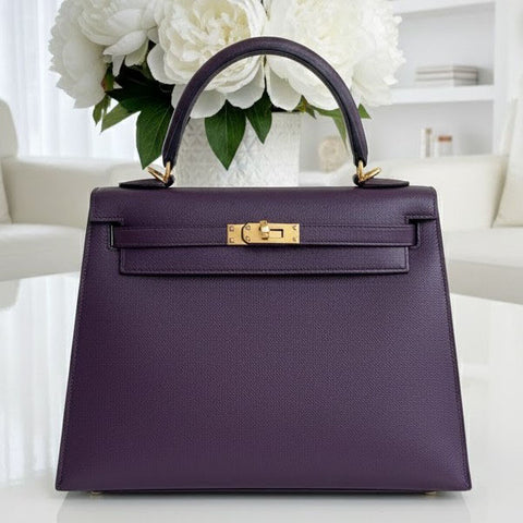 Kelly 25 Sellier Cassis Madame