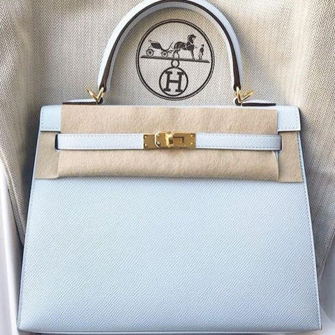 Kelly 25 Sellier Blue Brume Epsom