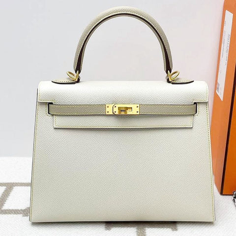 Kelly 25 Sellier Craie/Gris Asphalt Epsom