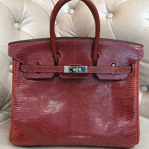 Birkin 25 Rouge H Shiny Lizard