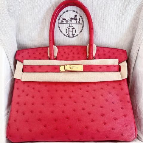 Birkin 30 Rouge Vif Ostrich