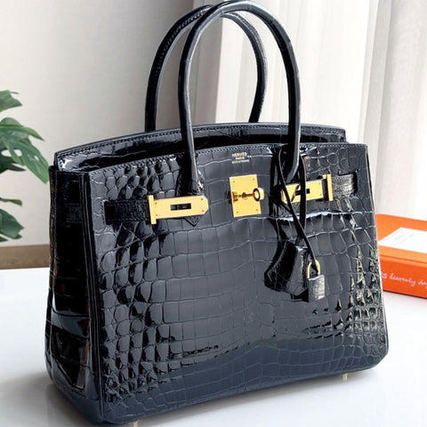 Birkin 30 Blue Marine Shiny Niloticus