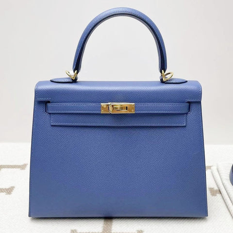 Kelly 25 Sellier Blue Agate Epsom