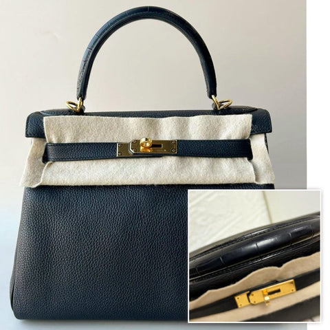 Kelly 28 Touch Black Togo/Matte Alligator