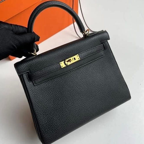 Kelly 25 Black Togo